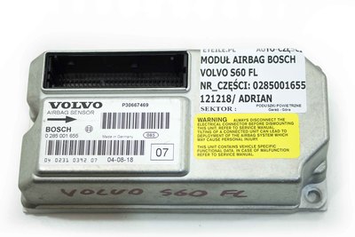 Srebrna skrzynka sensor airbag Volvo S60 V70 0285001655