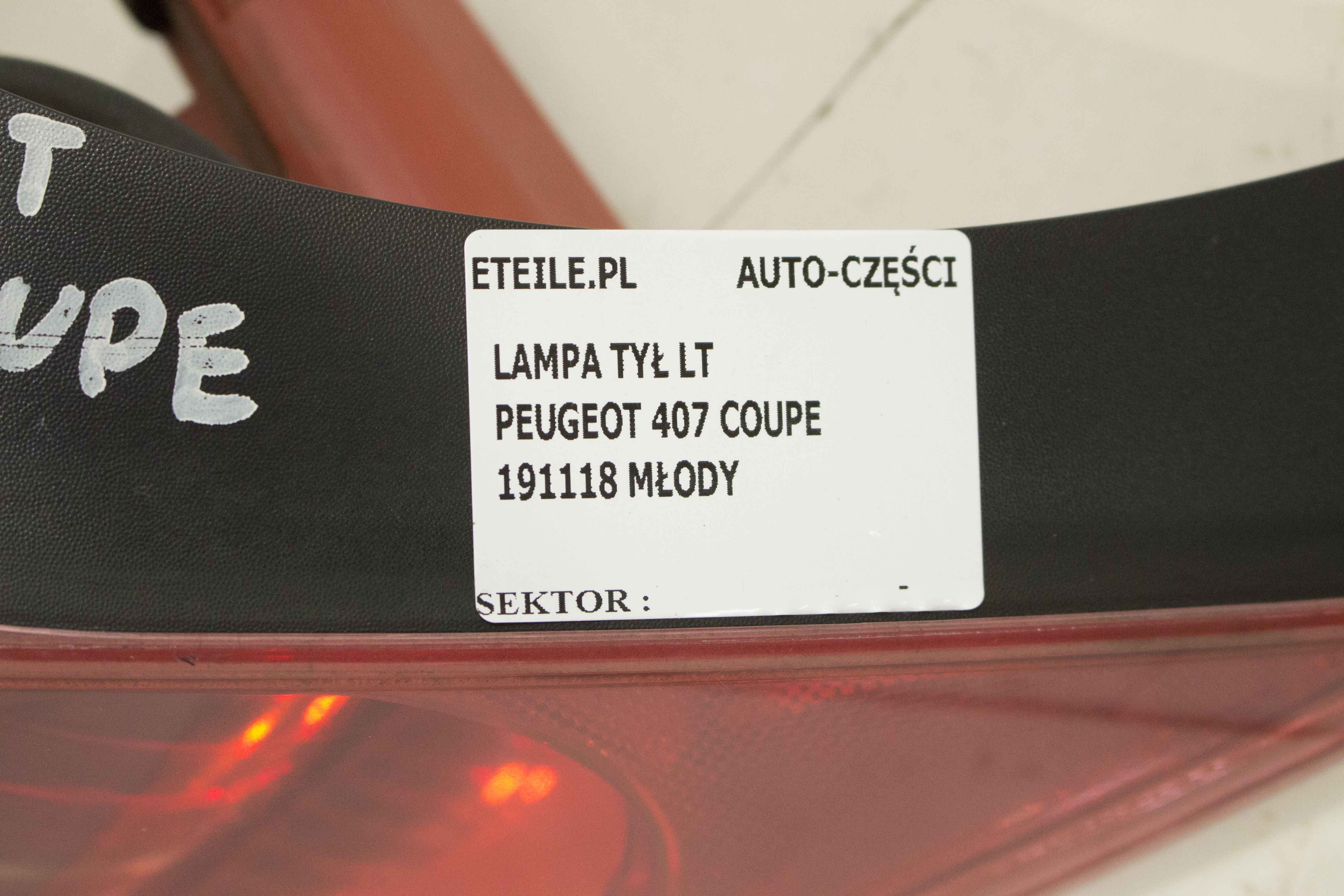 Lampa Lewy Tył Lewa Tylna Peugeot 407 Coupe Sklep Eteile.pl
